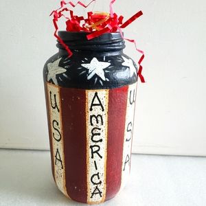 Patriotic Painted Jar
